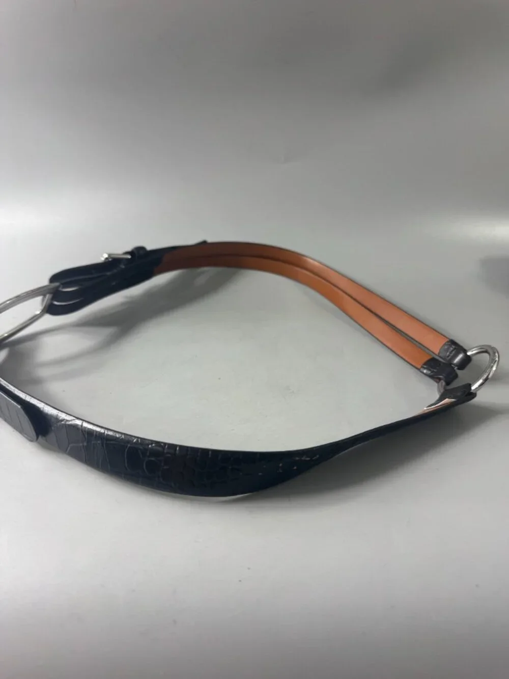 Lauren Ralph Lauren Tri-Strap Black Leather Belt, Size L